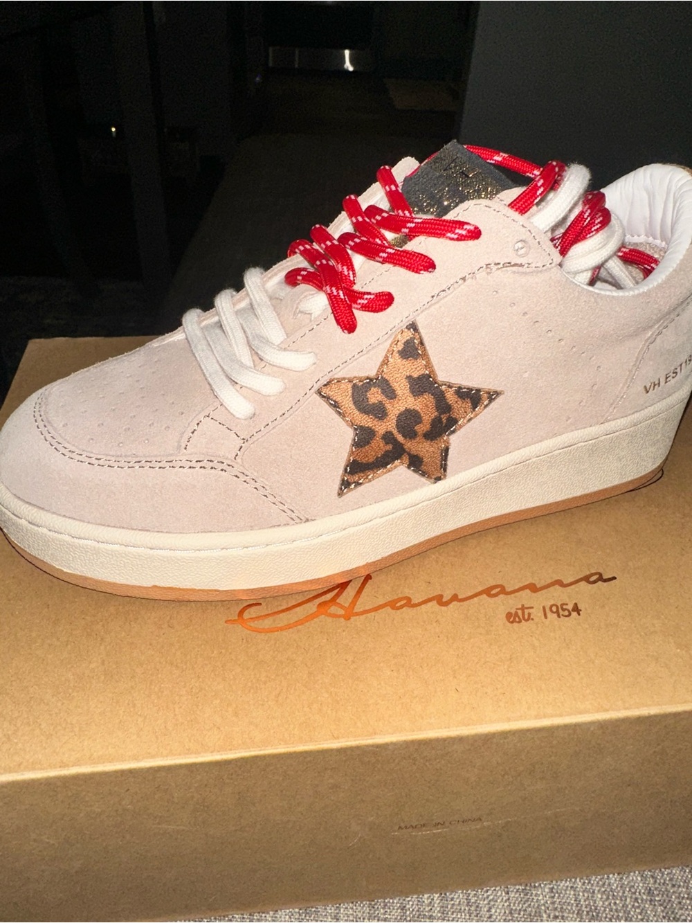 Vintage Havana Noah Cream and Leopard Star Low-Top Sneakers - Brand new in box